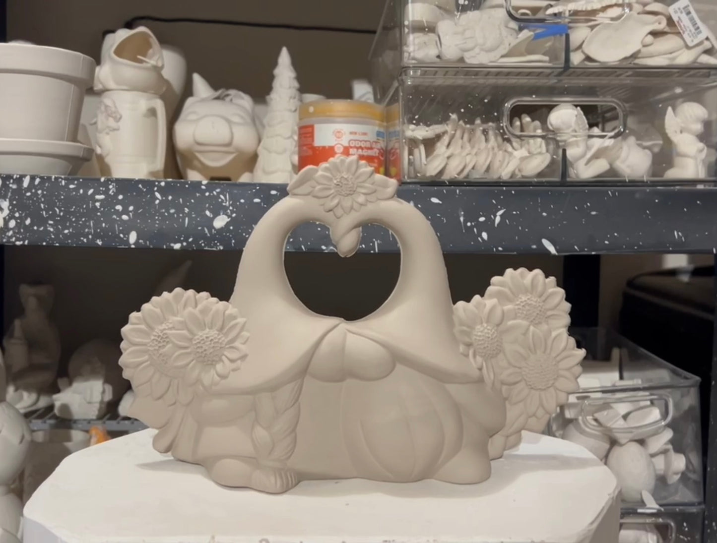 Sunflower Gnome Couple Bisque
