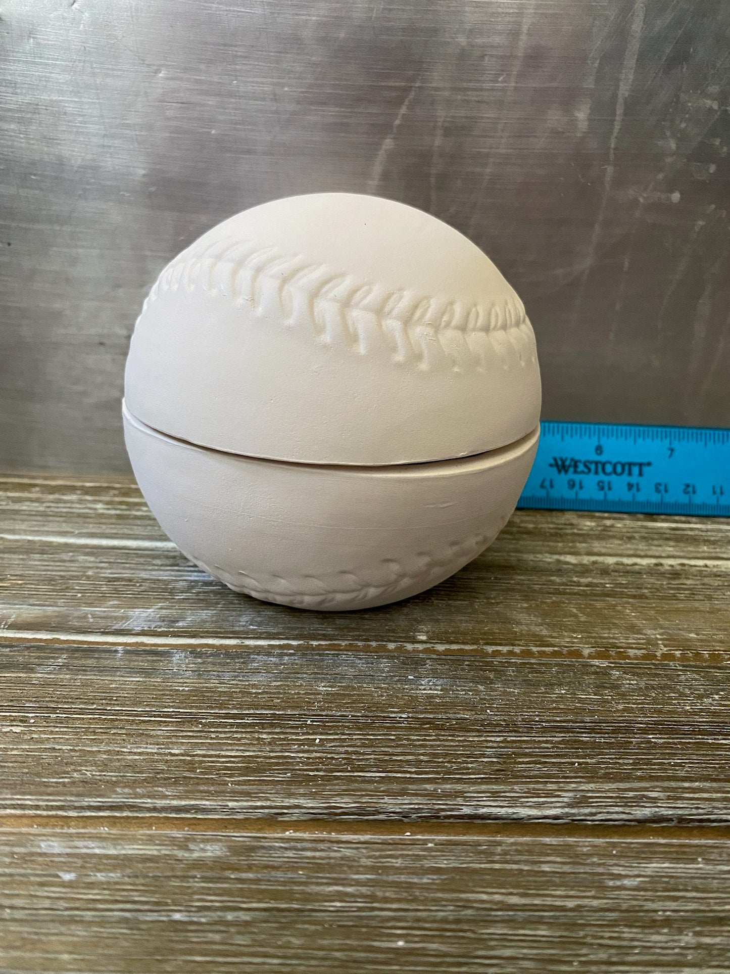 Baseball Dish with Lid Bisque