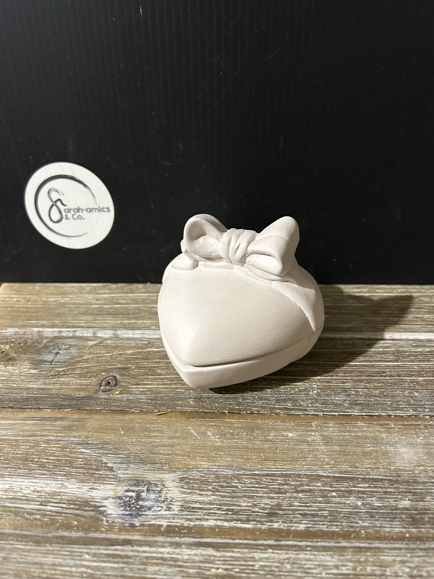 Heart Box with Bow Bisque