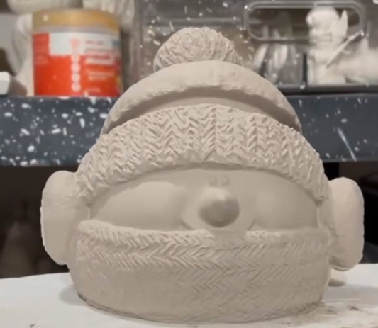 Snowman Cookie Jar Bisque