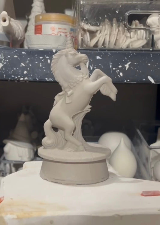 Prancing Unicorn Statue Bisque