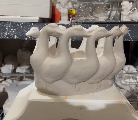 Geese Ring Centerpiece Bisque (two parts)