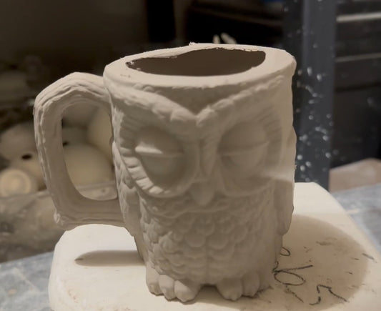 Owl Mug Bisque (double sided)