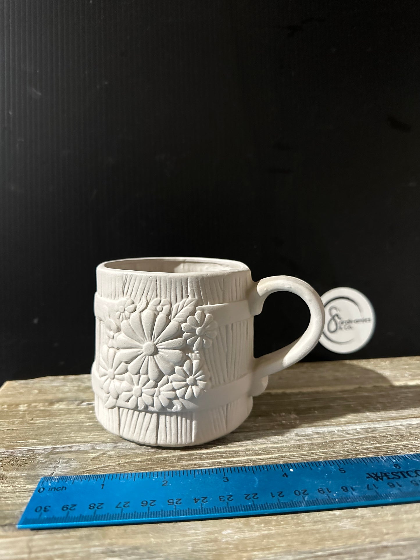 Barrel with Flower Mug Bisque