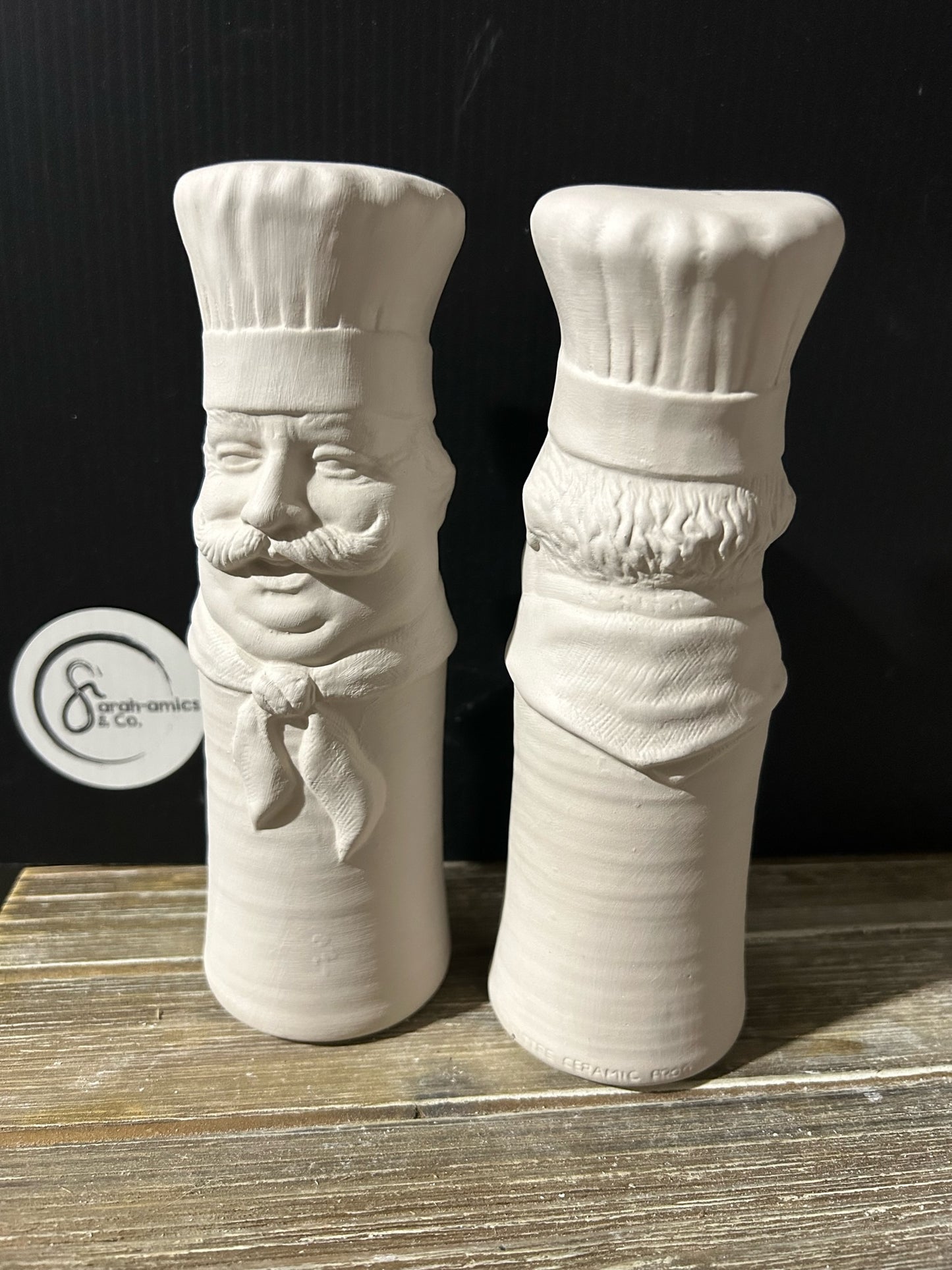 Chef Salt & Pepper Shaker Bisque