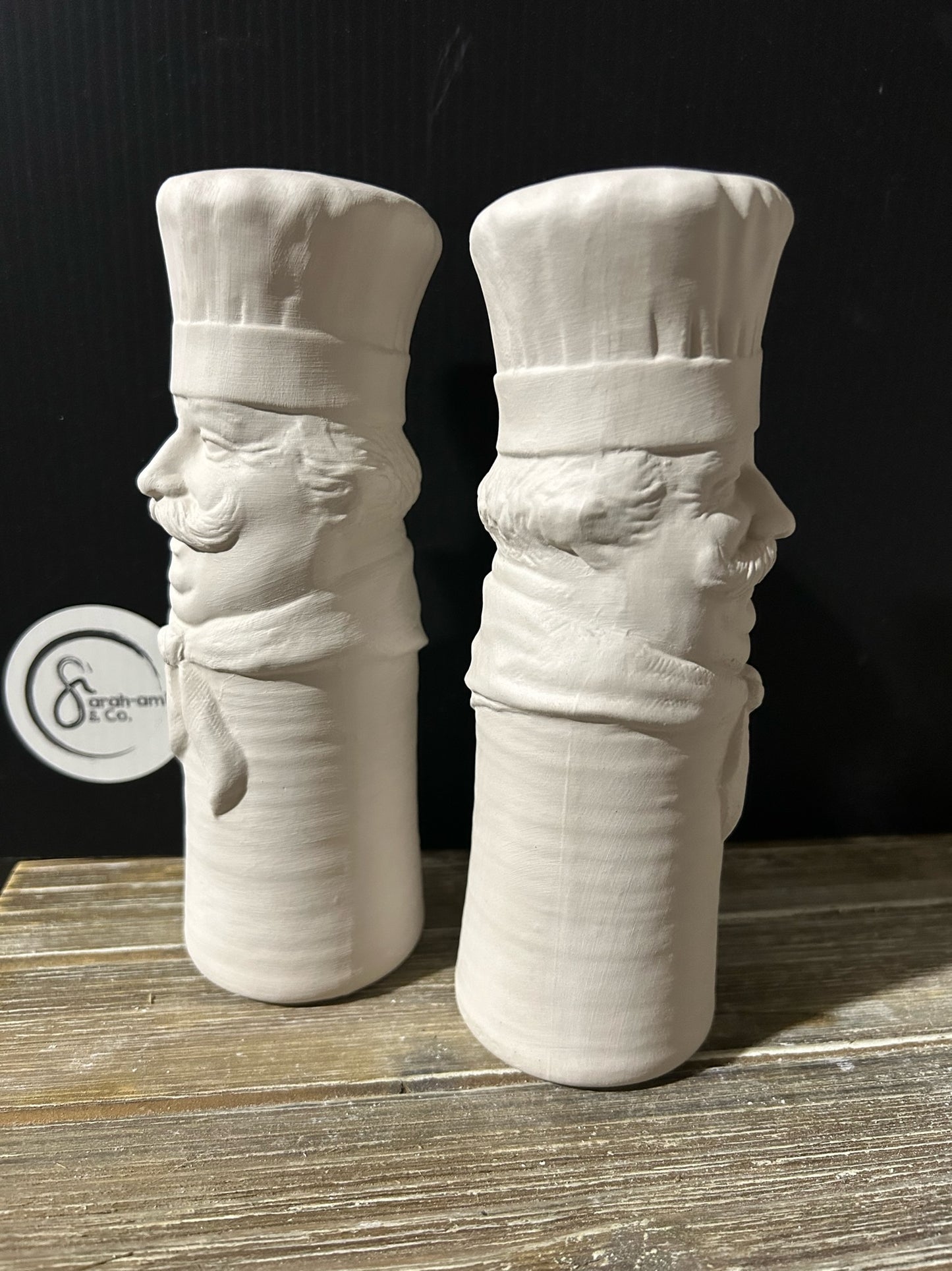 Chef Salt & Pepper Shaker Bisque