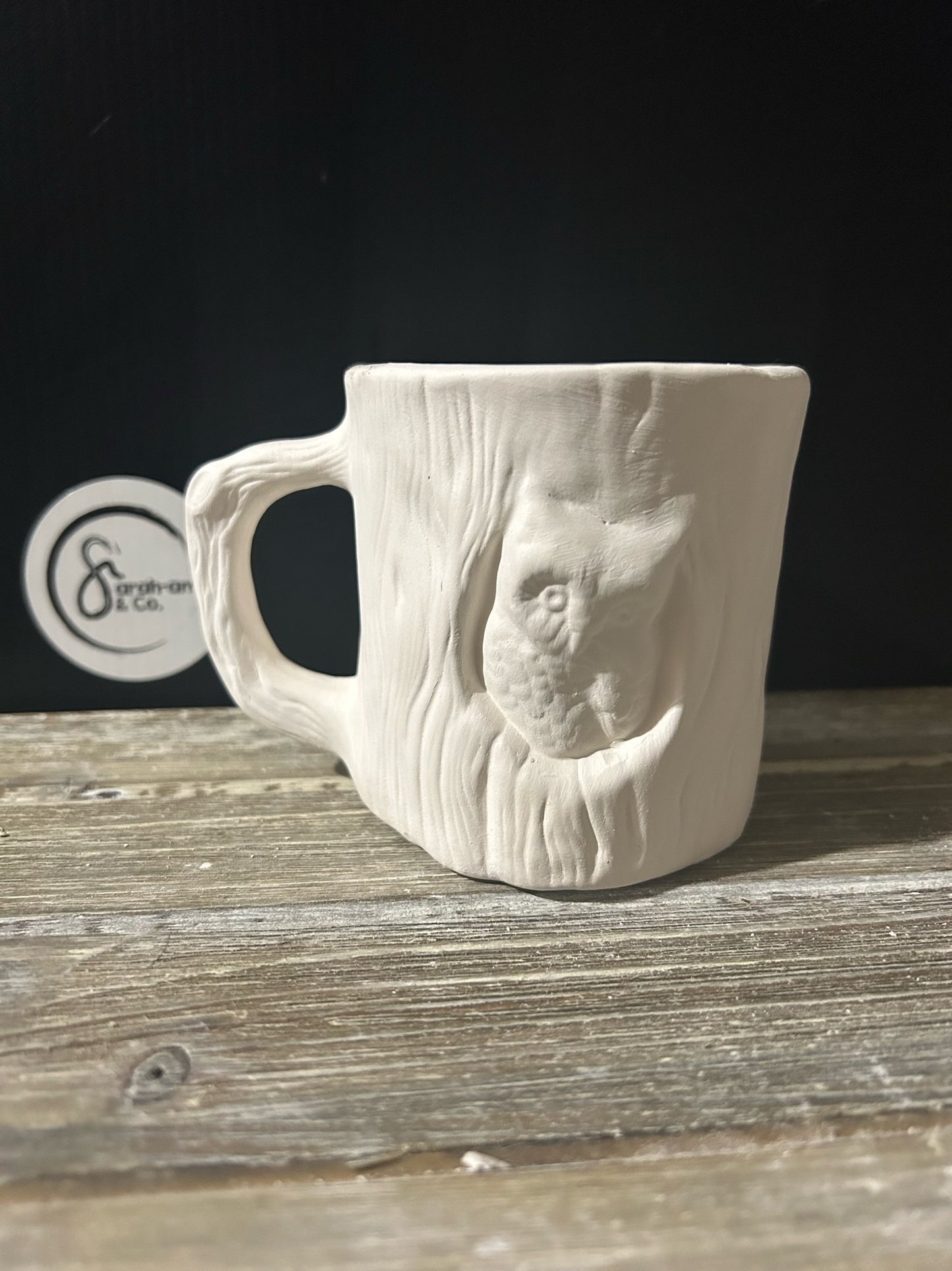 Owl in Tree Mug Bisque