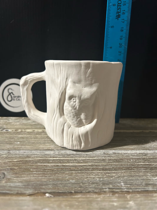 Owl in Tree Mug Bisque