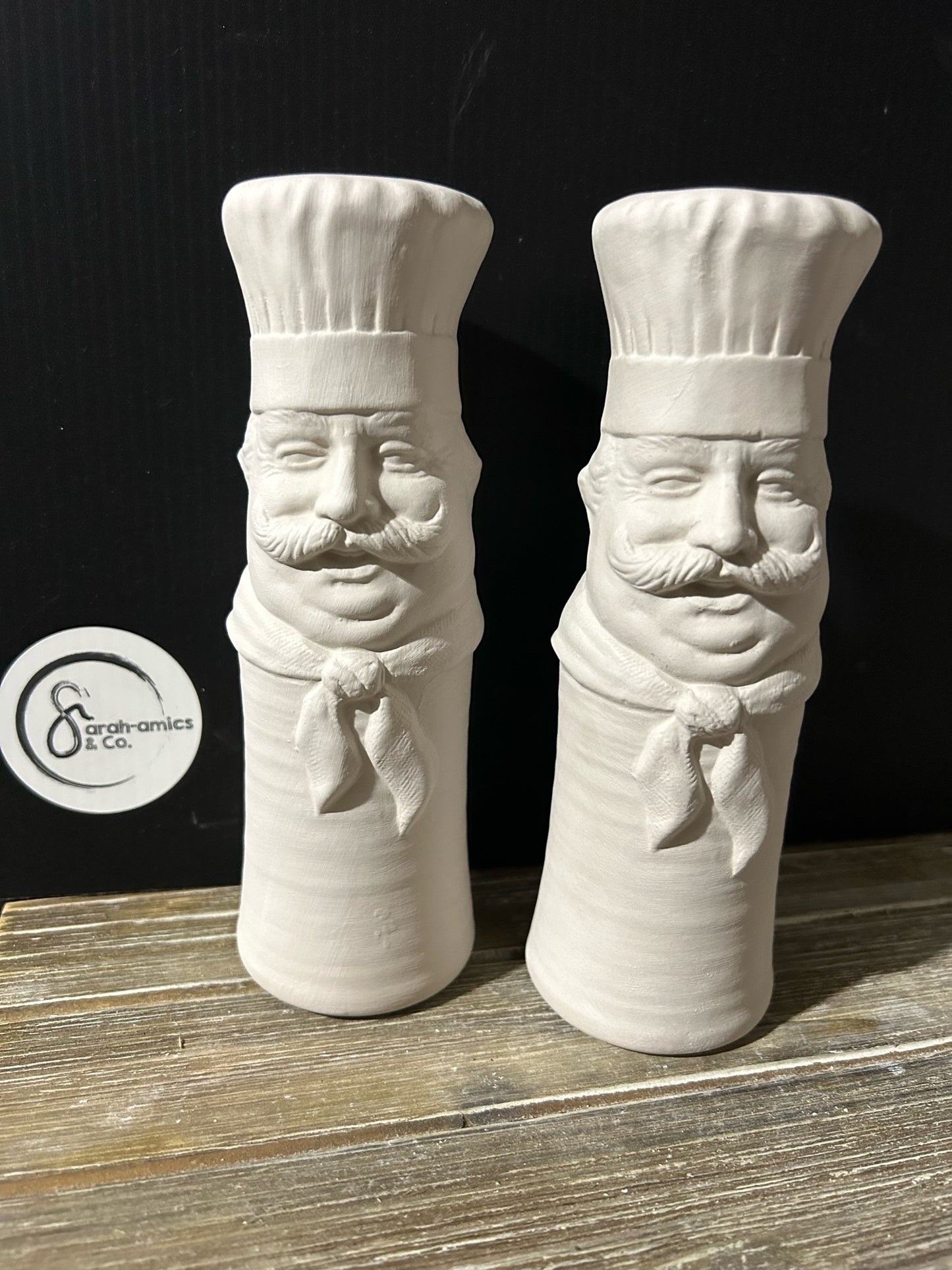 Chef Salt & Pepper Shaker Bisque