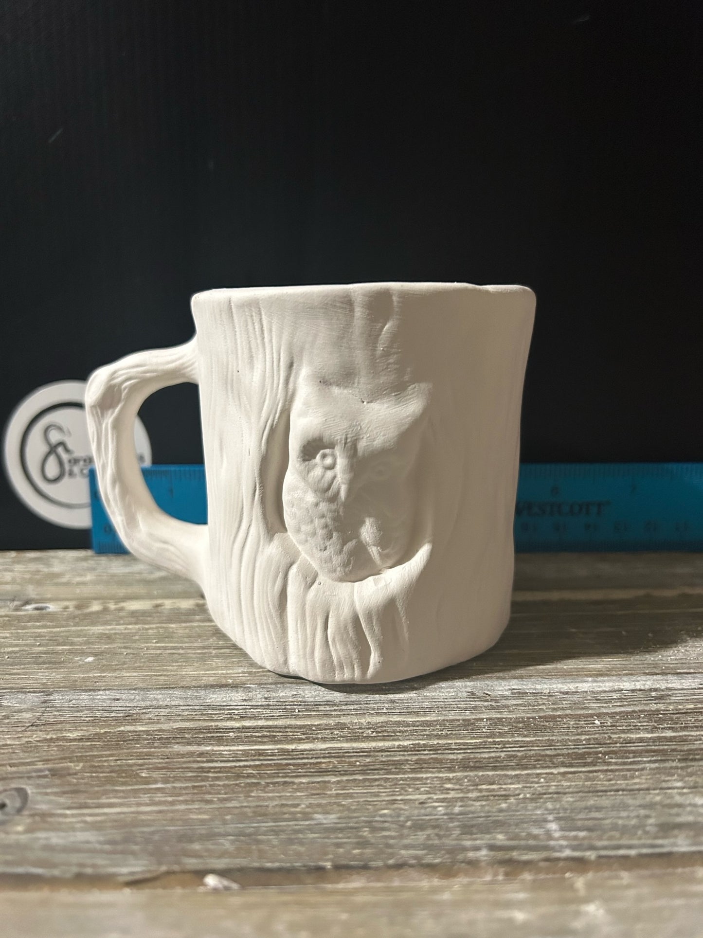 Owl in Tree Mug Bisque