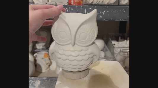 Owl Bank/Candle Holder Bisque