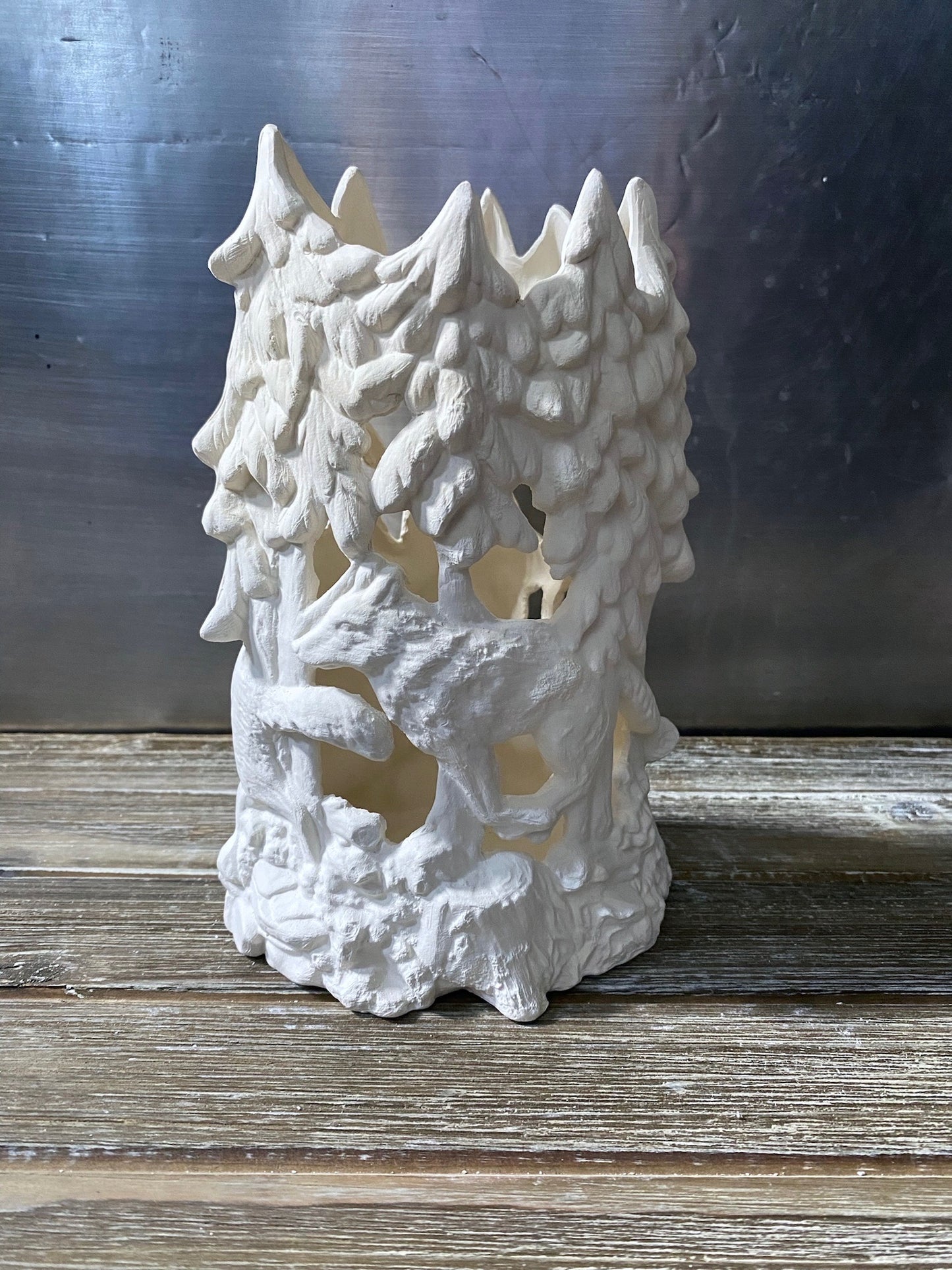 Wolf Stein/Vase/Candle Holder Bisque