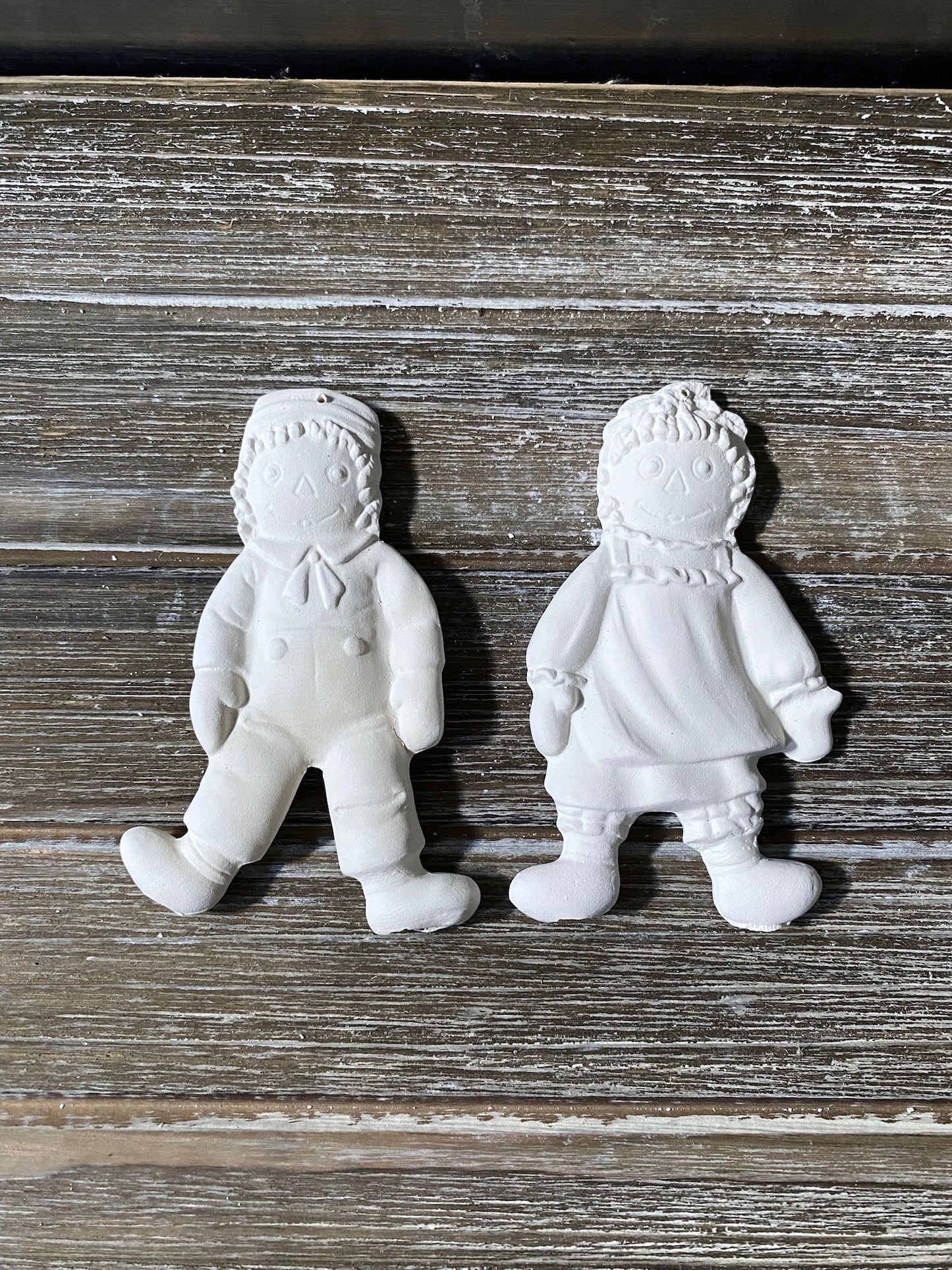 Raggedy Ann & Andy Ornaments Bisque