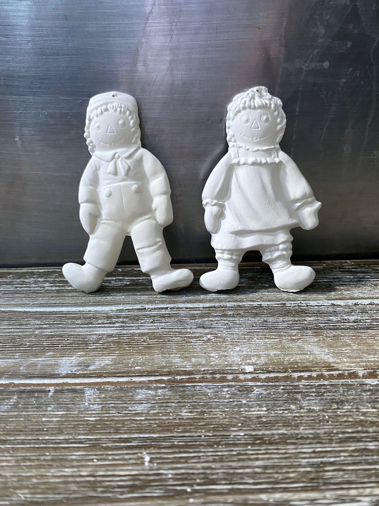 Raggedy Ann & Andy Ornaments Bisque