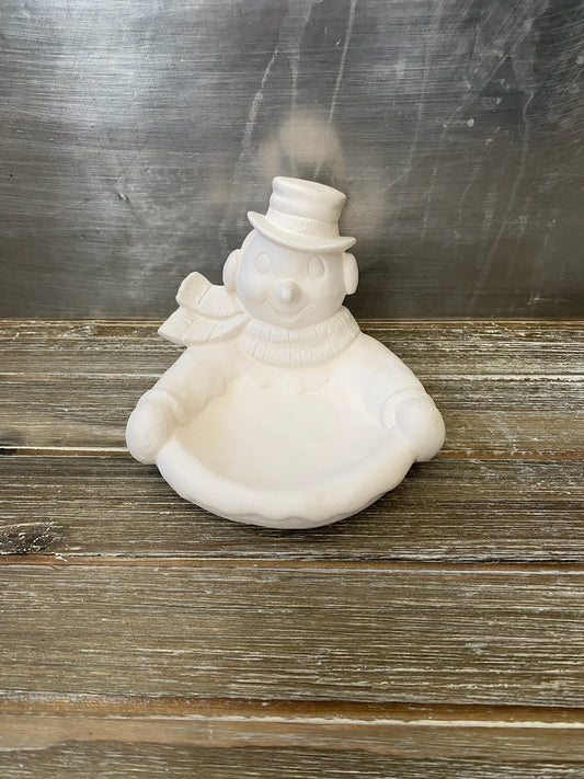 Snowman Candy Dish Bisque