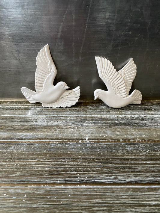 Dove Ornaments (2) Bisque