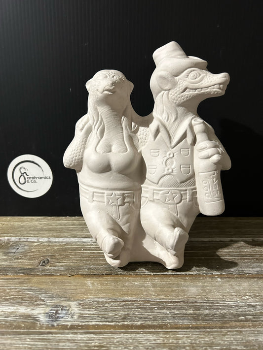 Dancing Armadillo Couple Bisque